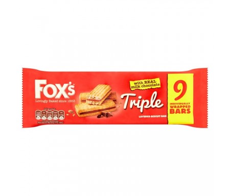 FOX'S TRIPLE WITH REAL MILK CHOCOLATE LAYERED BISCUIT BAR 100G